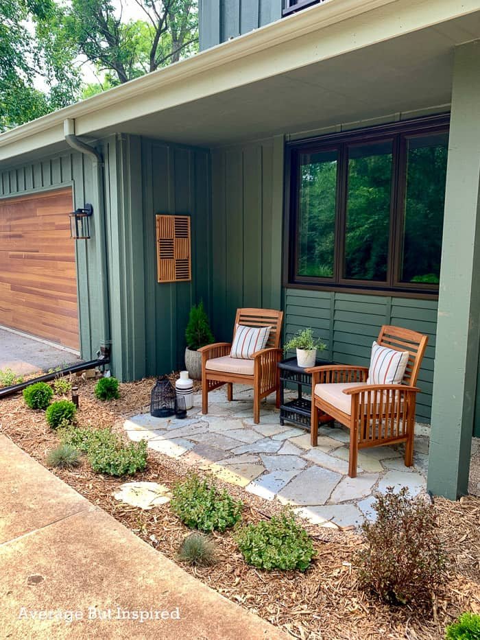 Small Front Yard Landscaping Layered Textures with Stone and Plants
