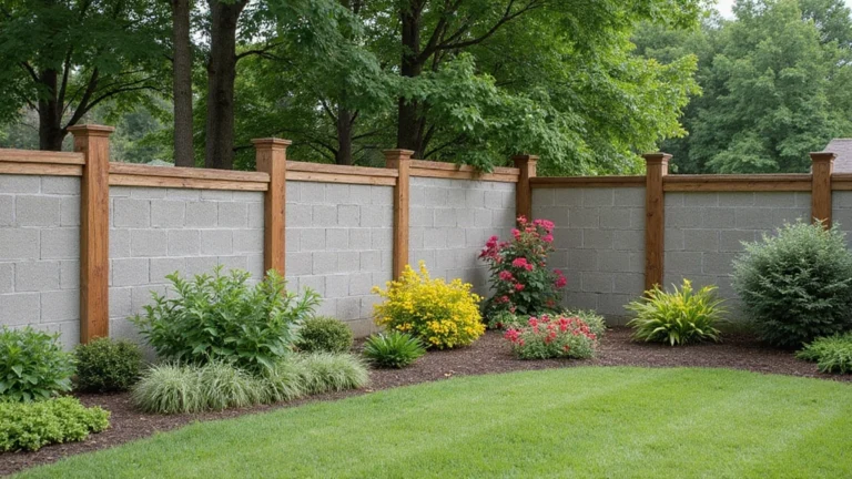 How to Upgrade Your Backyard with an Eye-Catching Cinder Block Fence with Wood