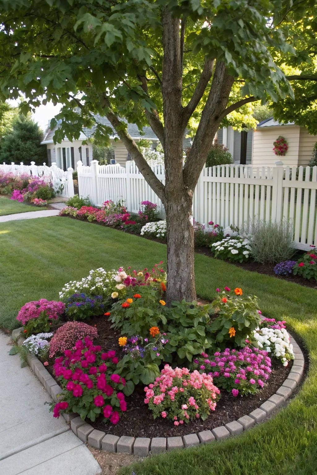 Round Flower Beds Front Yard Feature