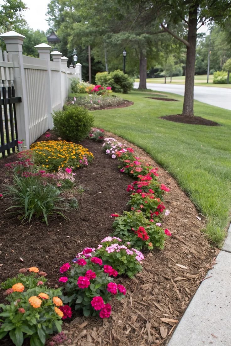 Front Garden Design Colorful Flower Borders: A Pop of Nature’s Palette