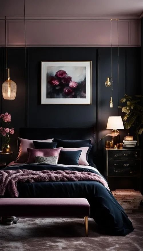 Modern Luxury Bedroom Design Dramatic Dark Hues