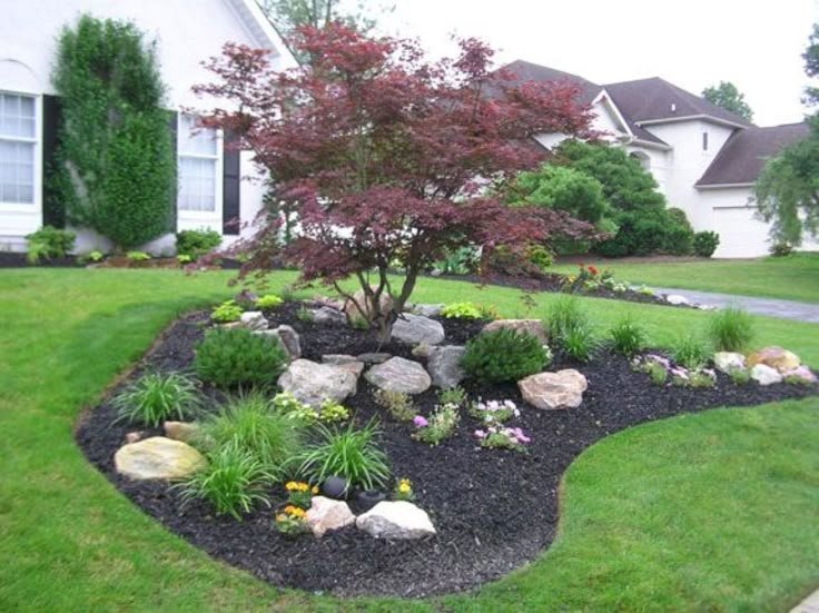Large Front Yard Landscaping Rock and Roll