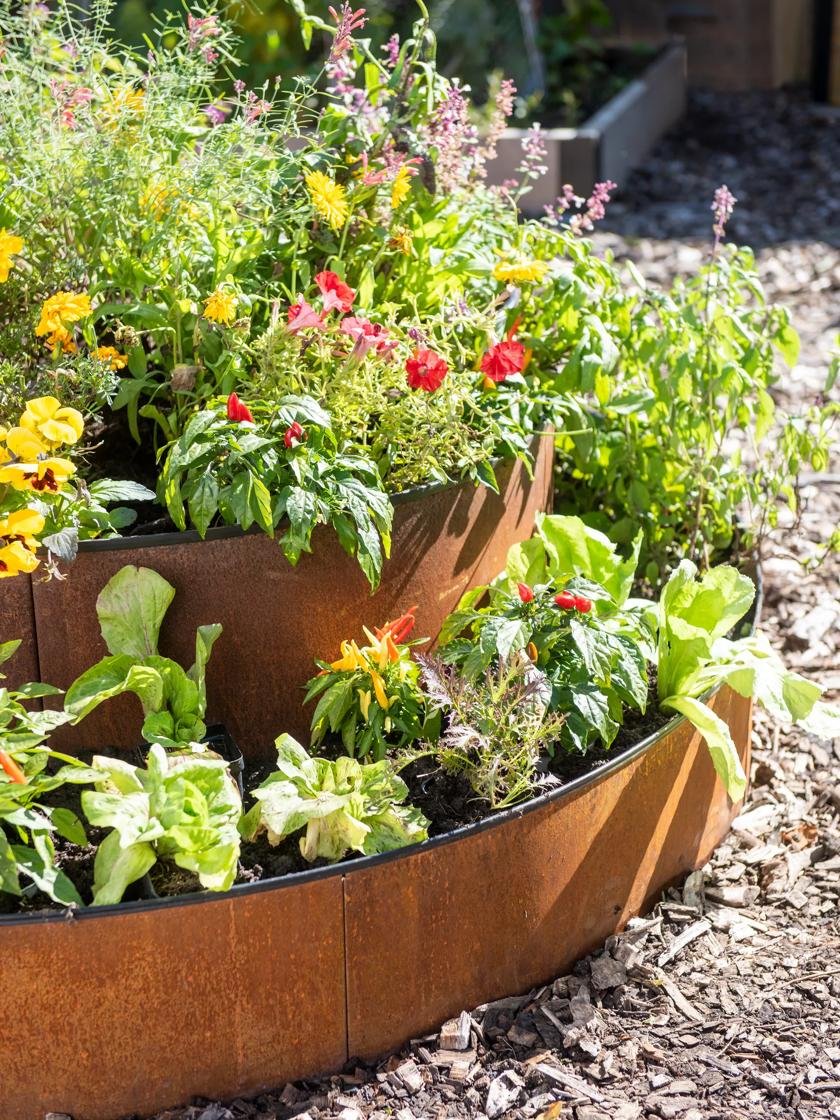 Round Flower Beds Vibrant Container Gardens