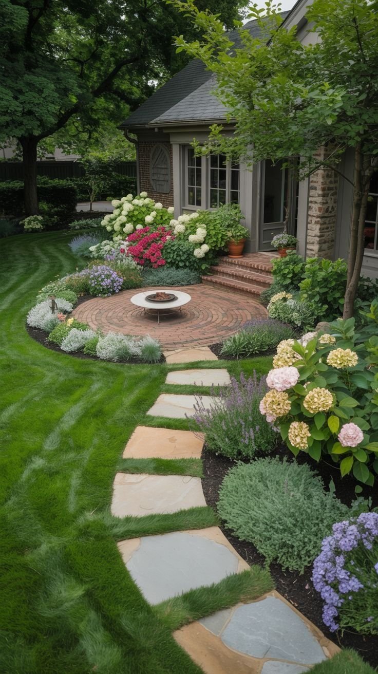 Large Front Yard Landscaping Timeless Stone Pathways