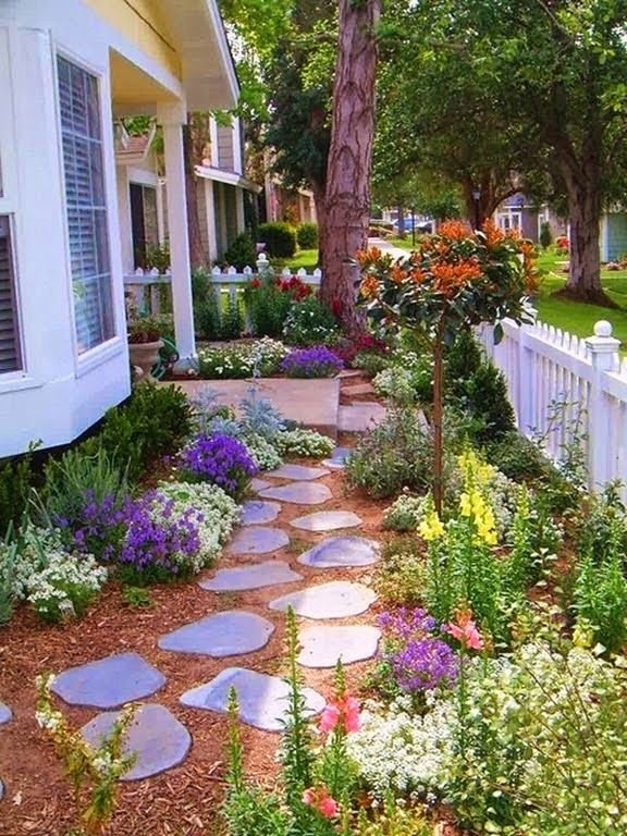 Small Front Yard Landscaping Colorful Flower Beds