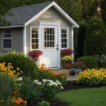 Backyard shed landscaping