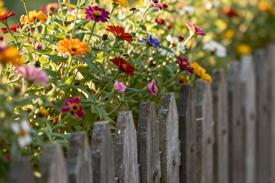 Border gardens along fence