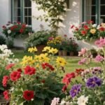 Flower beds in front of house