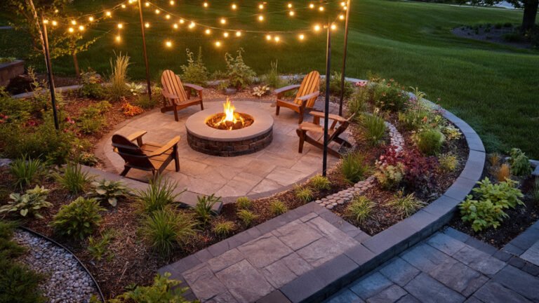 Cozy Backyard Landscaping with Fire Pit Ideas for a Warm Outdoor Space