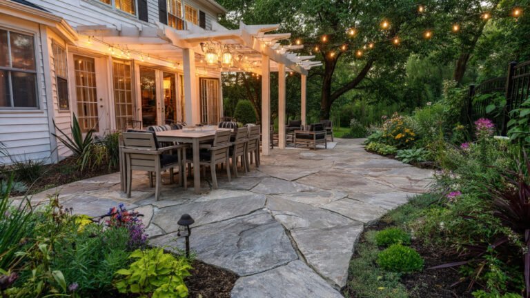 13+ Stylish Backyard Stone Patio Ideas for a Durable Outdoor Living Space